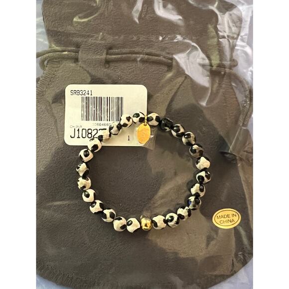 Chisel Stainless Steel Yellow IP-Plated Black Spot Agate Beaded Bracelet - Picture 7 of 7